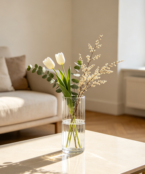 Clear Glass Cylinder Decorative Flower Vase